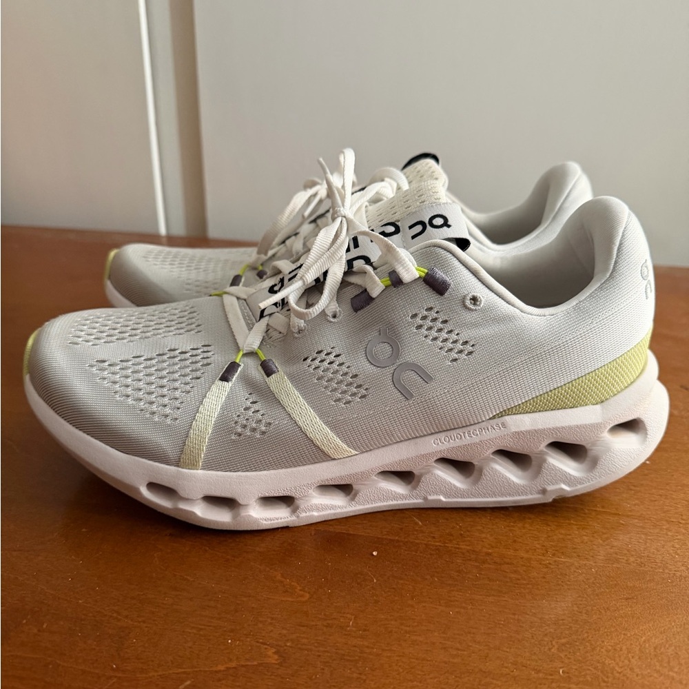 On Running Women's Sneakers White with Light Yellow Accents - Picture 6 of 12